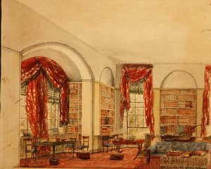 Vue latérale de la bibliothèque à Aynhoe - Julia Cartwright