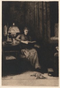 La lampe du soir - Julian Alden Weir