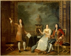 Jean Racine (1639-1699) lisant « Athalie » devant Louis XIV (1638-1715) et Françoise d