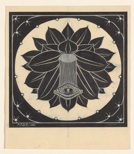 Fleur dans un cadre carré avec des formes étoilées - Julie de Graag (signed by artist)