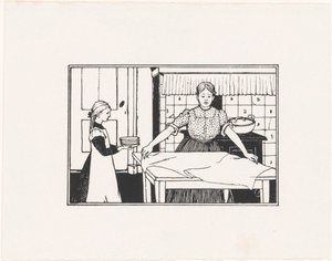 Femme et fille mettant la table