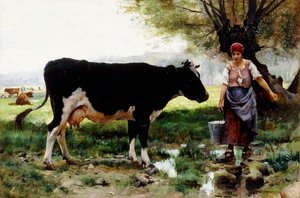 Une Laitière avec sa Vache - Julien Dupre