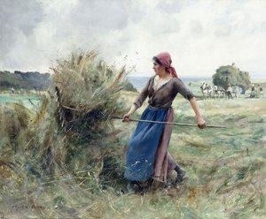 Paysanne et foin