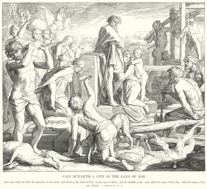 Caïn construit une ville dans le pays de Nod - Julius (after) Schnorr von Carolsfeld