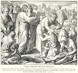 Le Christ nourrit les cinq mille (gravure) - Julius (after) Schnorr von Carolsfeld