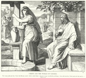 Christ et la femme de Samarie (gravure) - Julius (after) Schnorr von Carolsfeld