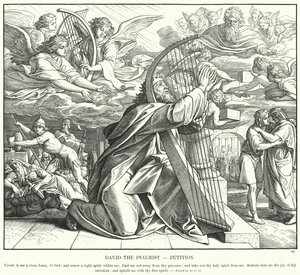 David le psalmiste, pétition (gravure) - Julius (after) Schnorr von Carolsfeld