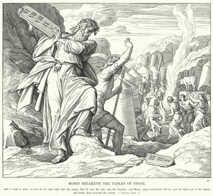 Moïse brise les tables de la loi (gravure) - Julius (after) Schnorr von Carolsfeld