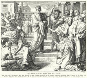 Paul prêchant sur la colline de Mars à Athènes - Julius (after) Schnorr von Carolsfeld