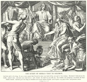 La visite de la reine de Saba à Salomon (gravure) - Julius (after) Schnorr von Carolsfeld