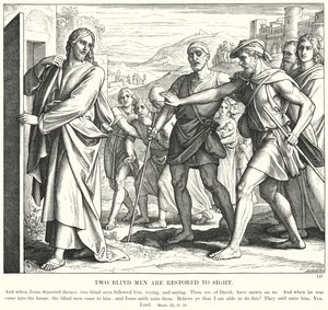 Deux aveugles recouvrent la vue (gravure)