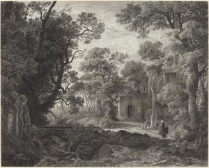 Chapelle en forêt au crépuscule