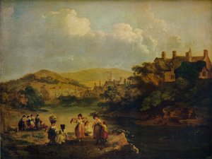 Femmes lavant des vêtements dans un ruisseau gallois, 1790