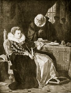 Élisabeth signe le mandat de mort de Marie, illustration de 