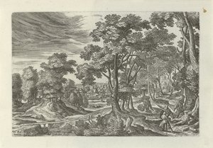 Paysage avec attaque de voyageur - Julius Goltzius
