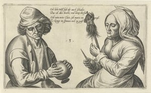 Femme filant avec son mari - Julius Goltzius