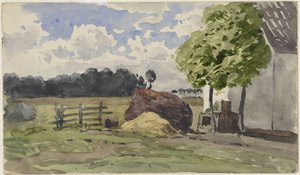 Tas de bois pour une ferme dans le pré