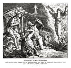 Un ange apparaît aux bergers, Évangile de Luc - Julius Schnorr von Carolsfeld