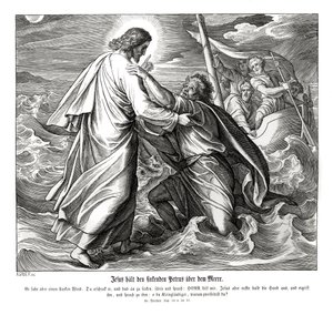Jésus et Pierre marchent sur l