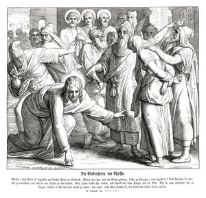 Jésus et la femme adultère, Évangile de Jean - Julius Schnorr von Carolsfeld