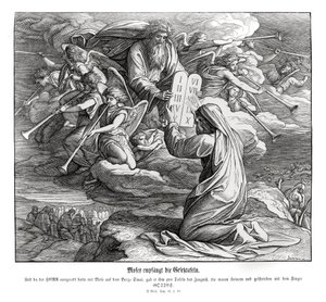 Moïse reçoit les commandements, Exode - Julius Schnorr von Carolsfeld