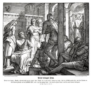 Pierre renie Jésus, Évangile de Luc - Julius Schnorr von Carolsfeld