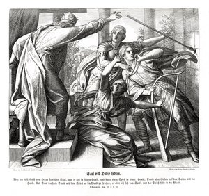 Saül tente de tuer David - Julius Schnorr von Carolsfeld