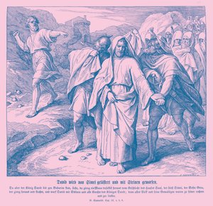 Shimei maudit et jette des pierres sur David, 2 Samuel - Julius Schnorr von Carolsfeld
