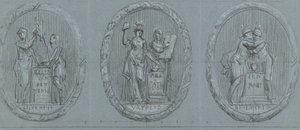 Dessins pour trois médaillons : Liberté, Égalité et Fraternité