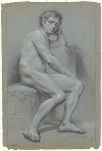 Nu masculin assis, la main gauche sous la tête - Jurriaan Andriessen