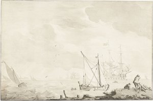 Navire de guerre près de la plage - Jurriaan Cootwijck