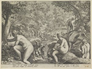 Badende vrouwen en mannen Amore Letheo (Verschillende aspecten van de liefde)