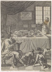Zoilus assis à une table dressée - Justus van den Nijpoort