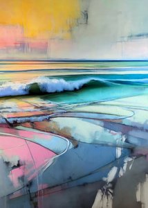 Vagues colorées sur la plage