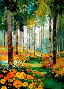 Sentier forestier haut en couleur
