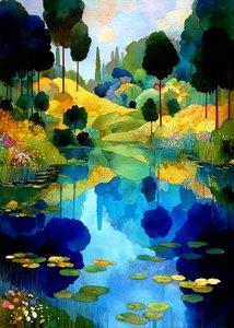 Reflets chatoyants sur le lac
