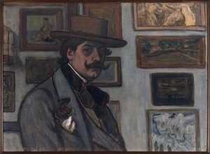 Autoportrait avec un chapeau brun