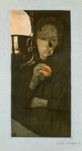 Femme avec une orange