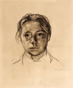 Jeune autoportrait avec cheveux lâches - Käthe Kollwitz