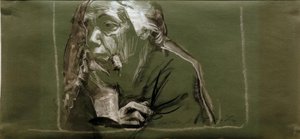 Autoportrait tourné à gauche avec la main au menton - Käthe Kollwitz