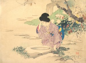 Femme dans un jardin, fin 19e-début 20e siècle
