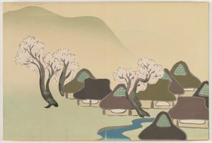 Fleurs de Cent Mondes (Momoyogusa) : Village Agricole au Printemps - Kamisaka Sekka