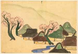 Fleurs de Cent Mondes (Momoyogusa) : Village agricole au printemps (Harudenka) - Kamisaka Sekka