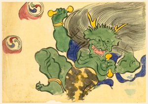 Fleurs de Cent Mondes (Momoyogusa) : Dieu du Tonnerre (Raijin) - Kamisaka Sekka