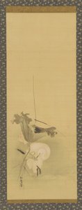 Héron et lotus, période Edo
