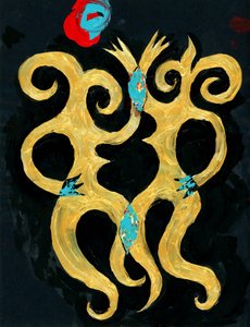 Formes dorées entrelacées