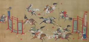 Les Tartares jouant au polo, début du 18e siècle - Kano Eisen
