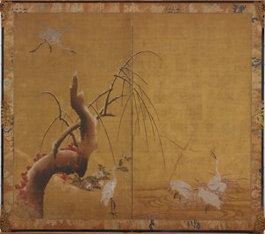 Hérons et vieux saule - Kano Sadanobu