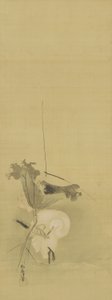 Héron et lotus, période Edo, milieu 17ème-début 18ème siècle