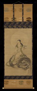 Monju Bosatsu (encre et couleur sur papier) - Kano Yasunobu